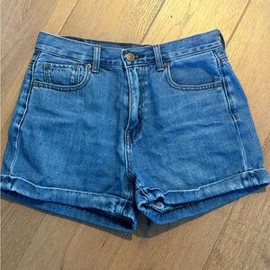 American Eagle Outfitters Womens Jean Shorts Blue Cuffed High Rise (4)